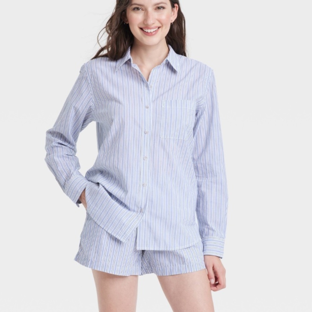 Collared Button-Down Shirt Universal Thread Blue/… - image 2